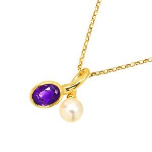 MIKIMOTO Akoya Pearl 7.5mm Amethyst 0.94ct Necklace 18K YG 750 90283820